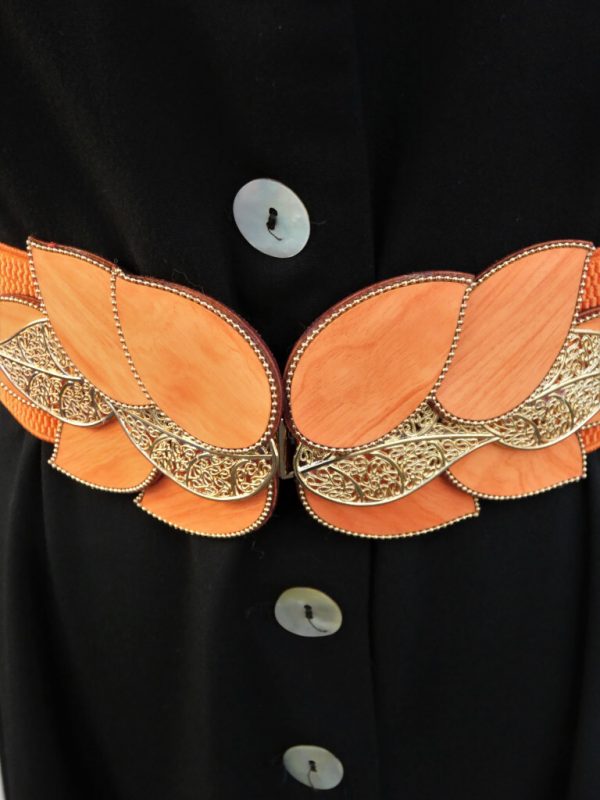 Ceinture Orange et feuilles d'or