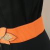 Ceinture Orange et feuilles d'or